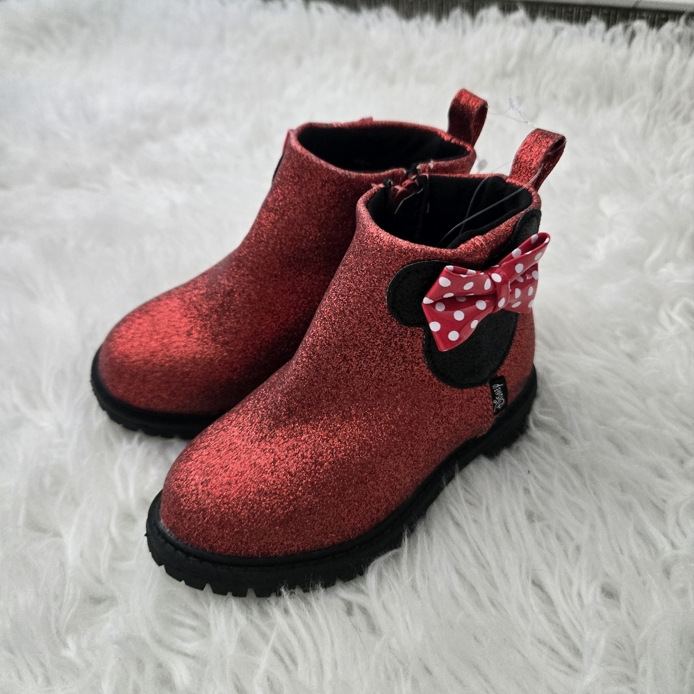 Minnie Mouse Red Glitter Chelsie Boots. Size 7. New. - Picture 3 of 6